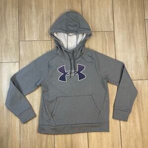 Under Armour Women’s Small Gray Hoodie Pullover Loose Fit Logo Sweatshirt